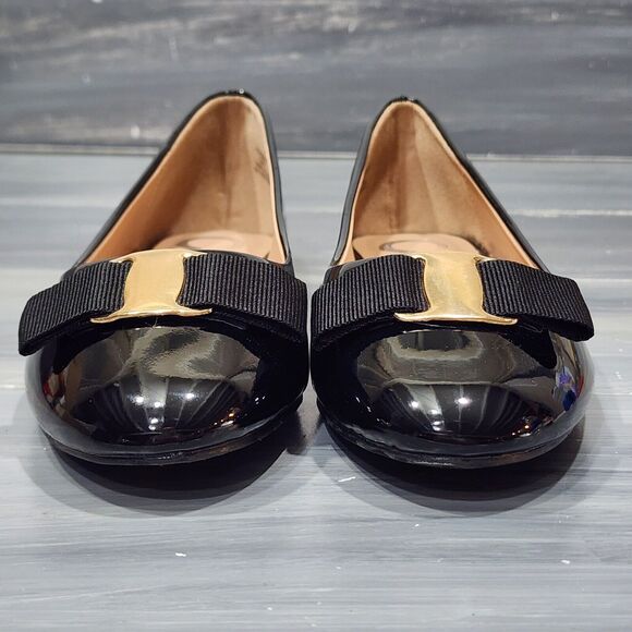 Journee Collection Kim‎ Ballet Flats Black Faux Patent Leather Size 6 - Picture 4 of 13